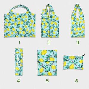 Sac de rangement pliable, sac fourre-tout à motif de dessin animé, sac de courses réutilisable, polyester 190T GRS léger, porte-clés, logo personnalisé, vente en gros - Product Image 3