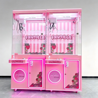 Machine à griffes rose bonbon avec force de préhension réglable pour la location dans les parcs d'attractions