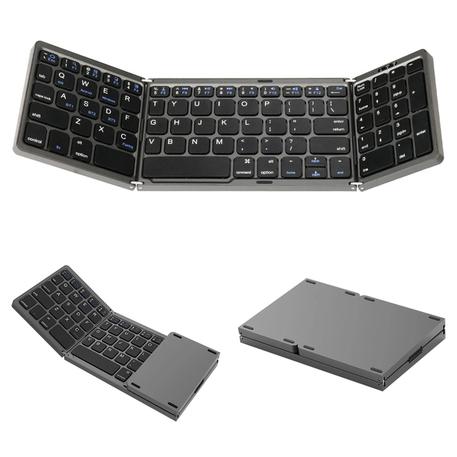 New Foldable Wireless 5.1 Scissor Switch Full Size Keyboard Numeric Keypad Rechargeable USB-C for iPad Laptop Tablet Travel