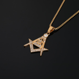 Collana massonica con ciondolo "G" placcato oro 18K catena in acciaio inox Vintage massone gioielli da <span class=keywords><strong>uomo</strong></span> - Product Image 4