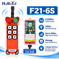 HZBOY433MHz Pengendali Jarak Jauh Radio F21-6S Pengangkat Derek Industri 6 Tombol Penerima Pemancar Kecepatan Tunggal untuk Winch Listrik