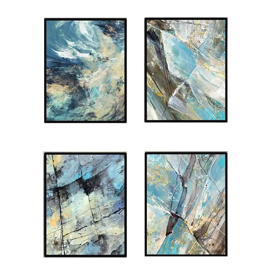 4 Pieces Canvas Print Custom Artwork Dinning Room Frameless Large Abstract Wall Art Painting