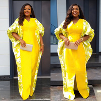 Robe longue ample à col en V pour femmes grandes tailles, imprimé floral africain, robe d'été décontractée, 100% polyester, imperméable