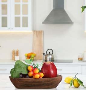 15 pièces bol à pâte en bois décor rustique bols à pâte en bois vintage sculptés à la main paulownia pour la maison ferme à manger bougies Fruits - Product Image 3