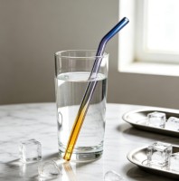 Pailles réutilisables en verre borosilicate de haute qualité 8 mm, transparentes et colorées, pour boissons, cocktails, jus, café, bar, maison, fête