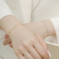 Joyería Fina, Pulsera de Cadena con Forma de Hoja de Plata de Ley 925 Chapada en Circonita para Mujer
