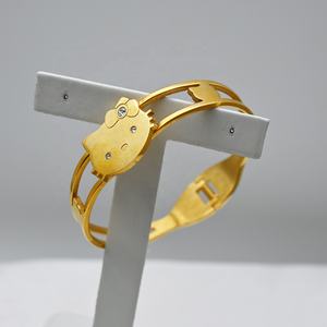 Gioielli in oro acciaio inossidabile gioielli gattino gatto bracciale bracciale per donne bambini - Product Image 6