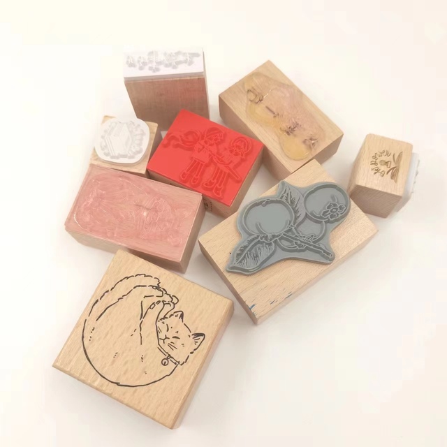 Wholesale Custom Wood Stamp Square Round Personalized Decorative Rubber Stamp for Business Logo Factory Direct