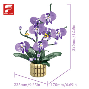 Ensemble de construction de modèle de jouet en blocs ABS Free Tribe 11011, orchidée violette, lys, 832 pièces, pour enfants - Product Image 2