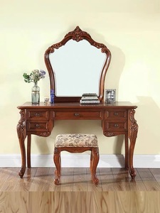 Solid Wood Makeup <strong>Table</strong> with Mirror, <strong>Vintage</strong> <strong>Dressing</strong> <strong>Table</strong> with Drawers and Storage Cabinet, Luxury Bedroom Furniture Set - Product Image 6