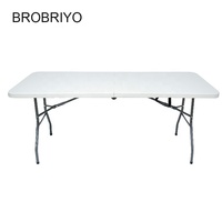 Mobilier d'extérieur Table de salle à manger portable de luxe rectangulaire blanche pliante de 5 pieds Table pliante pour événements
