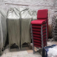 Sillas de Iglesia Apilables y Enlazables de Metal, Diseño Moderno con Espuma Ignífuga, para Teatro, Iglesia, Púlpito, Pastor, Oración, Directo de Fábrica