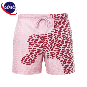 Shorts de bain thermochromiques QZFSO personnalisés avec logo, tissu sensible à la température, changement de couleur, pour la plage - Product Image 1