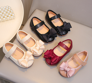 <span class=keywords><strong>Chaussures</strong></span> <span class=keywords><strong>plates</strong></span> de princesse en cuir PU à semelle souple pour bébé fille, style coréen, printemps, vêtements d'extérieur pour enfants, nœud, fête de mariage - Product Image 1