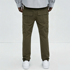 Pantalon de travail classique vintage coupe décontractée mi-lourde avec plusieurs poches latérales pour homme, idéal pour le look urbain et le quotidien printanier - Product Image 2