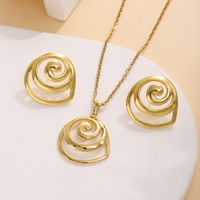 Đồ trang sức hợp thời trang Set mạ Vàng Vòng cổ và bông tai cho phụ nữ của kỷ niệm thiết kế trái tim thép không gỉ trang sức Set