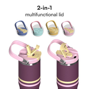 Gobelet isotherme en acier inoxydable de 30 oz avec poignée, isolation sous vide, pour le camping, couvercle 2-en-1, performance thermique de 24 à 36 heures, style américain - Product Image 4