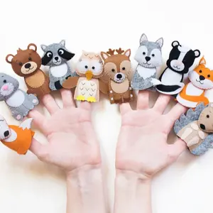 Woodland animals finger puppets Forest animals toy Felt animals Toddler toys Felt finger puppets