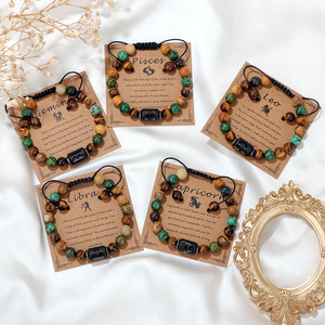 Cuentas <span class=keywords><strong>de</strong></span> piedra real, piedras preciosas, 12 signos del zodiaco, pulsera para mujeres y hombres, pulsera <span class=keywords><strong>de</strong></span> cristal <span class=keywords><strong>de</strong></span> ojo <span class=keywords><strong>de</strong></span> tigre <span class=keywords><strong>de</strong></span> 8mm, joyería <span class=keywords><strong>de</strong></span> piedra natural curativa - Product Image 1
