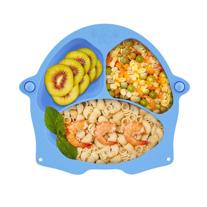 Baby <b>Weaning</b> <b>Plate</b> 3 Divided Training <b>Plate</b> Food Grade Silicone Baby Feeding <b>Plate</b> with Strong Suction - Product Image 1