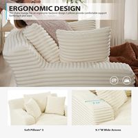 Chaise longue de 67 pouces, surdimensionnée, écologique, durable, rembourrée en velours côtelé, sans accoudoirs, siège profond, canapé-lit, sans assemblage