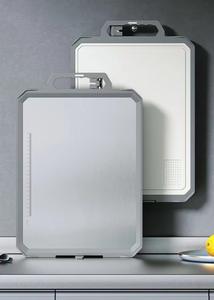 Planche à découper en acier inoxydable et paille de blé PP pour cuisine Bloc à découper double face non toxique avec poignée - Product Image 4