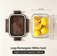 Boîte à lunch en verre borosilicate de 1040 ml avec couvercle pour les employés de bureau, compatible micro-ondes et lave-vaisselle, récipient de stockage alimentaire réutilisable