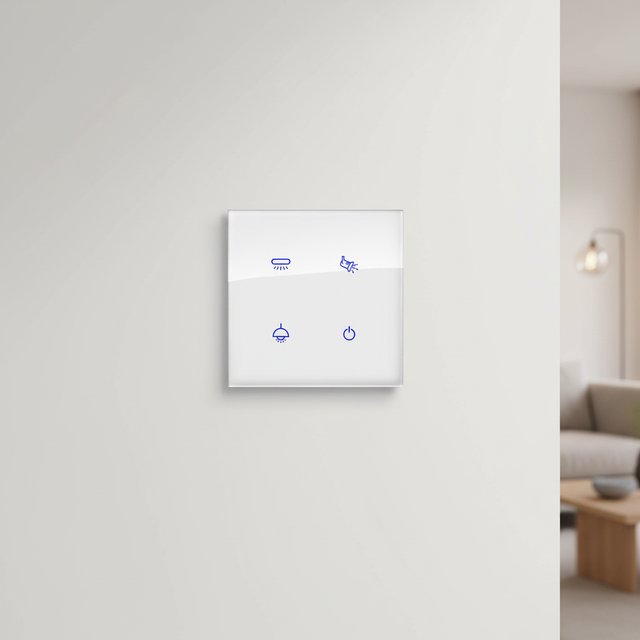 Smart Touch Tempered Glass Sensor Light Switch with Tuya Zigbee 3.0 App Control and Wi-Fi 86mm X 86mm for Home & Hotel Use