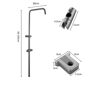 Barra de ducha para baño, soporte para cabezal de ducha de acero inoxidable cepillado, montaje en pared, altura ajustable de 68-105 cm, opción de diferentes colores - Product Image 3