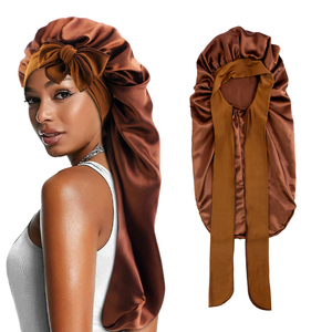 Damen Turban Double Layer Wende haube Schlafmütze mit Krawatten band Großhandel Haartrockner Schlafmützen für Frauen - Product Image 1