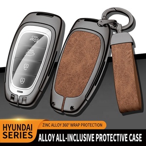 Cubierta de cuero de aleación de Zinc para llave remota de coche, cubierta inteligente sin llave para <span class=keywords><strong>Hyundai</strong></span> Santa Fe Tucson <span class=keywords><strong>2022</strong></span> Nexo Nx4 <span class=keywords><strong>Atos</strong></span> Solaris - Product Image 3