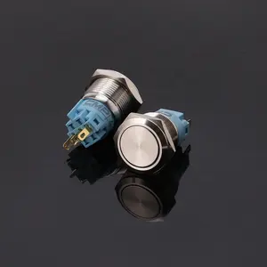 19mm Flush Head Latching Stainless Steel Push Button Switch Waterproof IP67 1NO 1NC 2NO 2NC Combination 5A