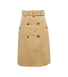 Manufacture custom design fashion cotton twill above knee skirt belt skirt for women