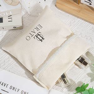 Kantong kosmetik perlengkapan mandi katun organik daur ulang logo kustom tas serut debu sepatu katun alami cetak - Product Image 4