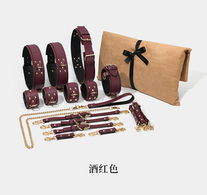 SM Bondage <b>Set</b> Handcuffs Footcuffs Restraints Chain Leash Strap Model T416 <b>Sexy</b> Adult Toy - Product Image 6