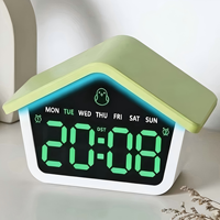 Réveil numérique LED minimaliste en forme de maison, silencieux, multifonctionnel, veilleuse, horloge de table LED avec fonction DST, OEM ODM