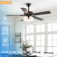 Ventilateur de plafond LED moderne en fer avec moteur DC, ampoule E26 et lumière intégrée, 52 pouces, 6 vitesses, télécommande pour salon (OEM/ODM)