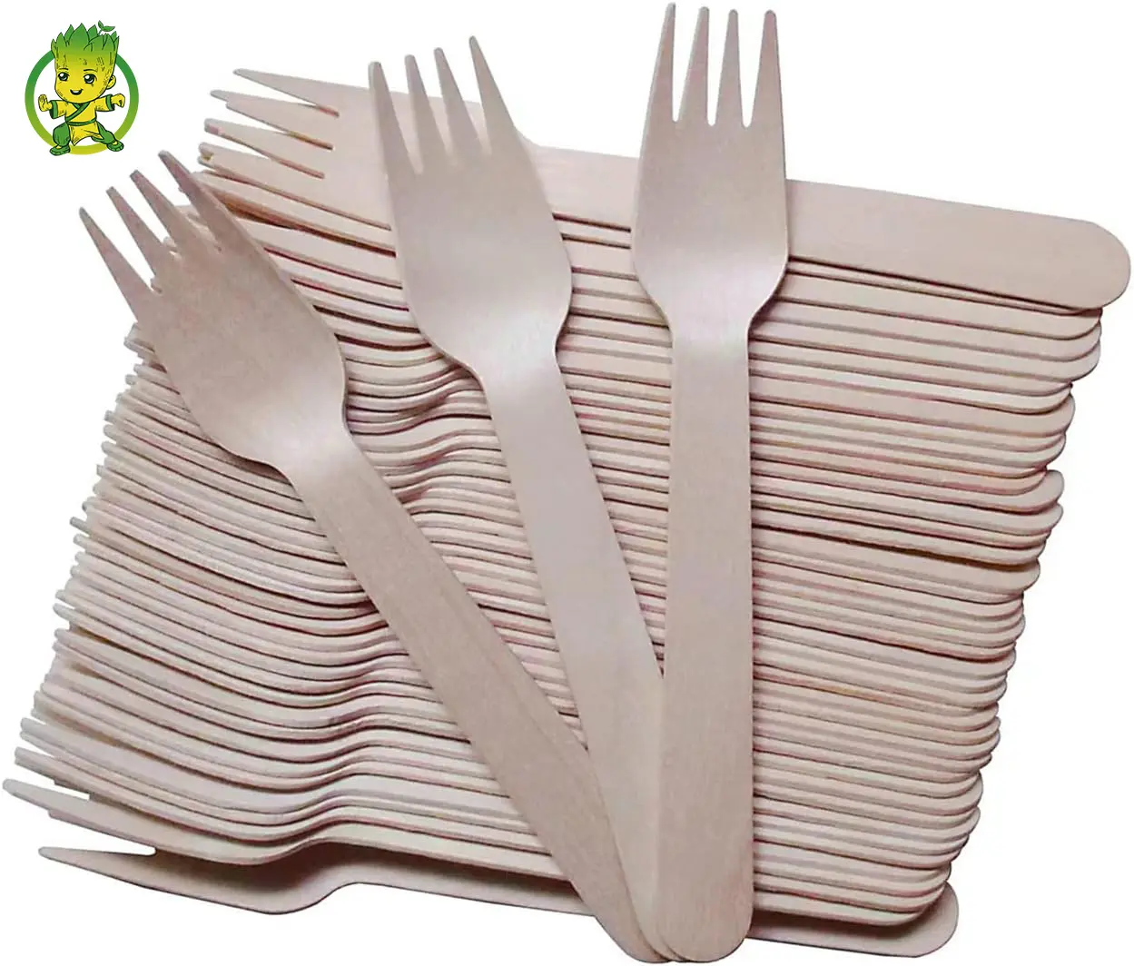 Wooden Forks ECO Friendly Disposable Utensils Set Printing Hot Stamp Branding Birch Biodegradable Wooden Fork Cutlery Set