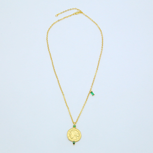 Collier de joaillerie en plaqué or véritable Chaîne câblée Collier de pièces vertes Collier de femmes de la <span class=keywords><strong>Rome</strong></span> <span class=keywords><strong>antique</strong></span> - Product Image 1