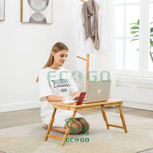 Escritorio para portátil, mesa de bambú, bandeja de regazo ajustable, cama, mesa de desayuno, mesa plegable para café, té, 5 ángulos superiores inclinables - Product Image 6