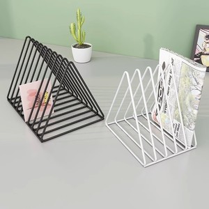 Mini Magazine Rack Gold Metal Triangle Desk Organizer <b>For</b> Bedroom Office <b>Storage</b> Display Shelf - Product Image 3