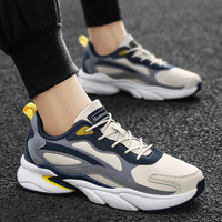 Baskets décontractées pour hommes en cuir, chaussures de course à talon bas et bout large, pour le fitness et le quotidien