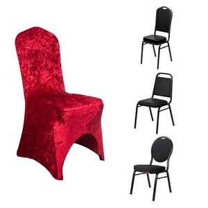 Vente en gros Housses de chaises de banquet en velours de qualité supérieure Housses en polyester concassé souples et élégantes - Product Image 4