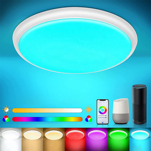 Luces de techo redondas RGBWW remotas de aplicación, luz de techo <span class=keywords><strong>LED</strong></span> de montaje en superficie de Color seleccionable para sala de juegos en casa - Product Image 1