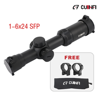 Lunette de visée tactique 1-6X24 SFP LPVO avec illumination IR rouge, tube de 30 mm en alliage d'aluminium, réticule BDC, accessoires de chasse optiques