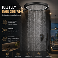 Pommeau de douche pluie en laiton massif noir mat 12 pouces à fixation au plafond pour hôtels, complexes hôteliers, spas, robinetterie de salle de bain à débit élevé
