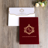 Undangan Pernikahan Buatan Tangan Dengan Sampul Keras Beludru Burgundy, Kartu Akrilik Cermin Emas Kustom Mewah, Foil Hitam, Dilengkapi Amplop