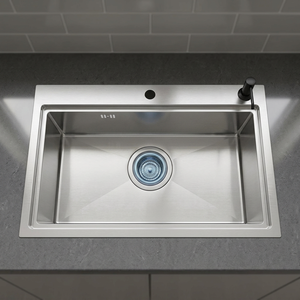 High End Stainless Steel Single Bowl <b>Kitchen</b> <b>Sink</b> Thick Panel Durable Handmade <b>Sink</b> with Modern Design - Product Image 1
