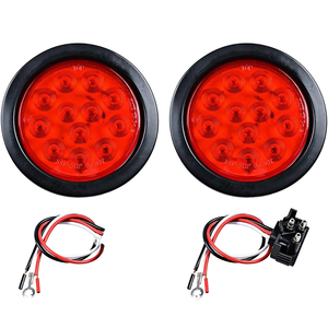 Feu arrière LED rond de 4 pouces étanche avec prise 3 broches STOP/CLIGNOTANT/FEU ARRIÈRE, lampe de recul scellée à montage encastré pour camion et camping-car - Product Image 1