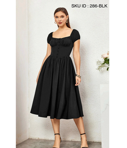 Vestido Casual de Algodón con Estampado Floral para Mujer, Ligero, Transpirable, Ecológico, Cintura Natural, Silueta en A, para Uso Diario en Verano - Product Image 1